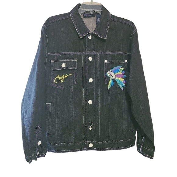 Coogi Australia | Youth Size Black Graphic Denim Jacket (Size 14/16) - Picture 1 of 15